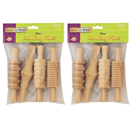 Creativity Street Wood Rolling Pin Set, 4 Patterns, 6in, PK2 PAC3748